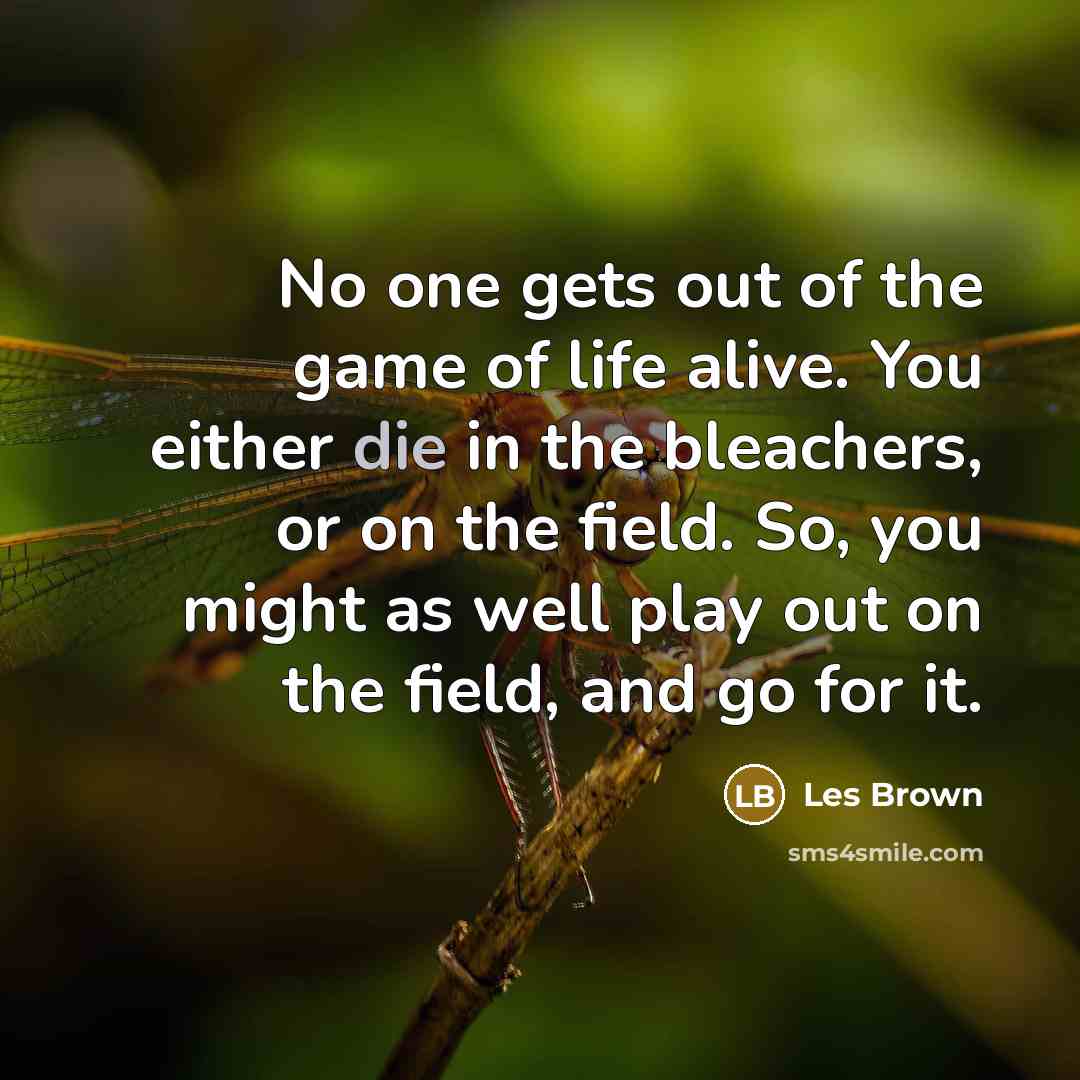 “No one gets out of the game of life alive.…” quote by Les Brown