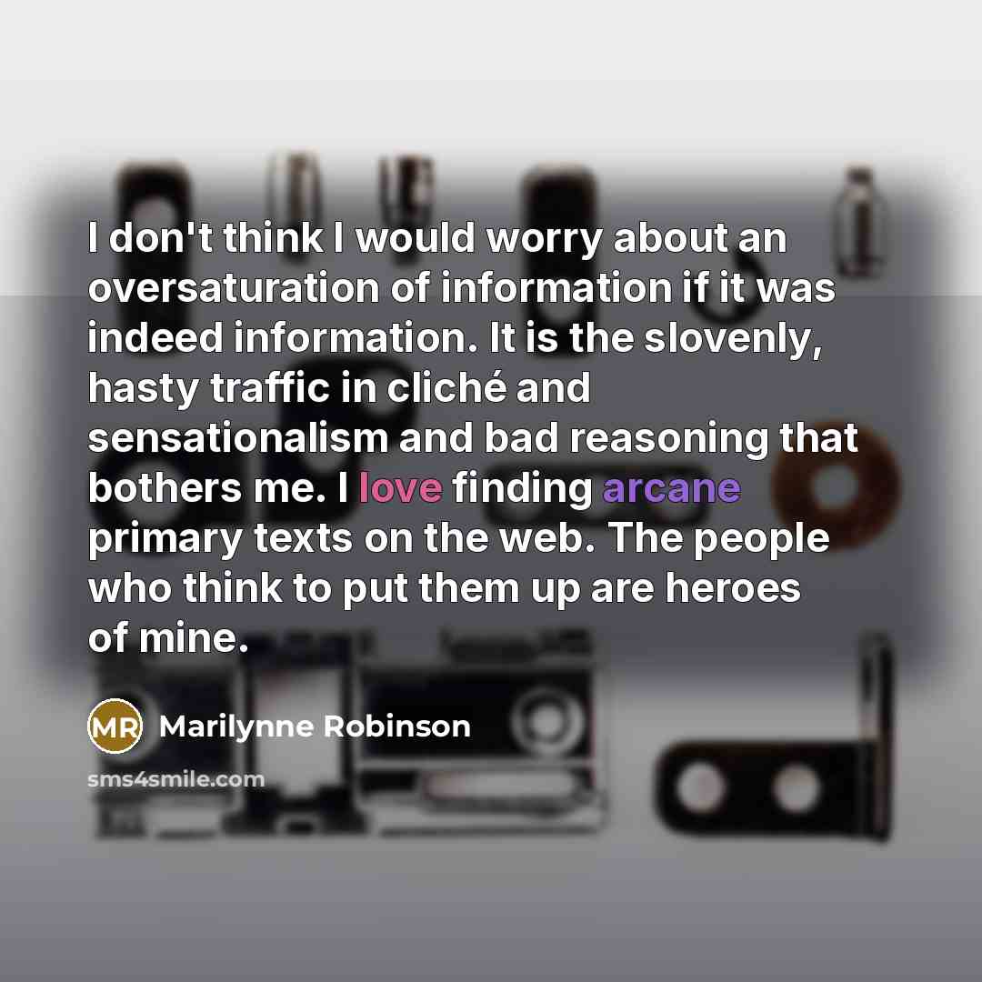 “I don't think I would worry about an oversaturation of…” quote by Marilynne Robinson