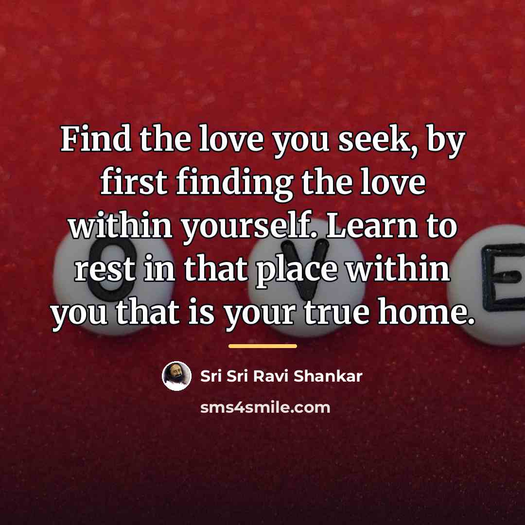 “Find the love you seek, by first finding the love…” quote by Sri Sri Ravi Shankar