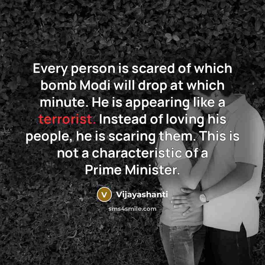 “Every person is scared of which bomb Modi will drop…” quote by Vijayashanti
