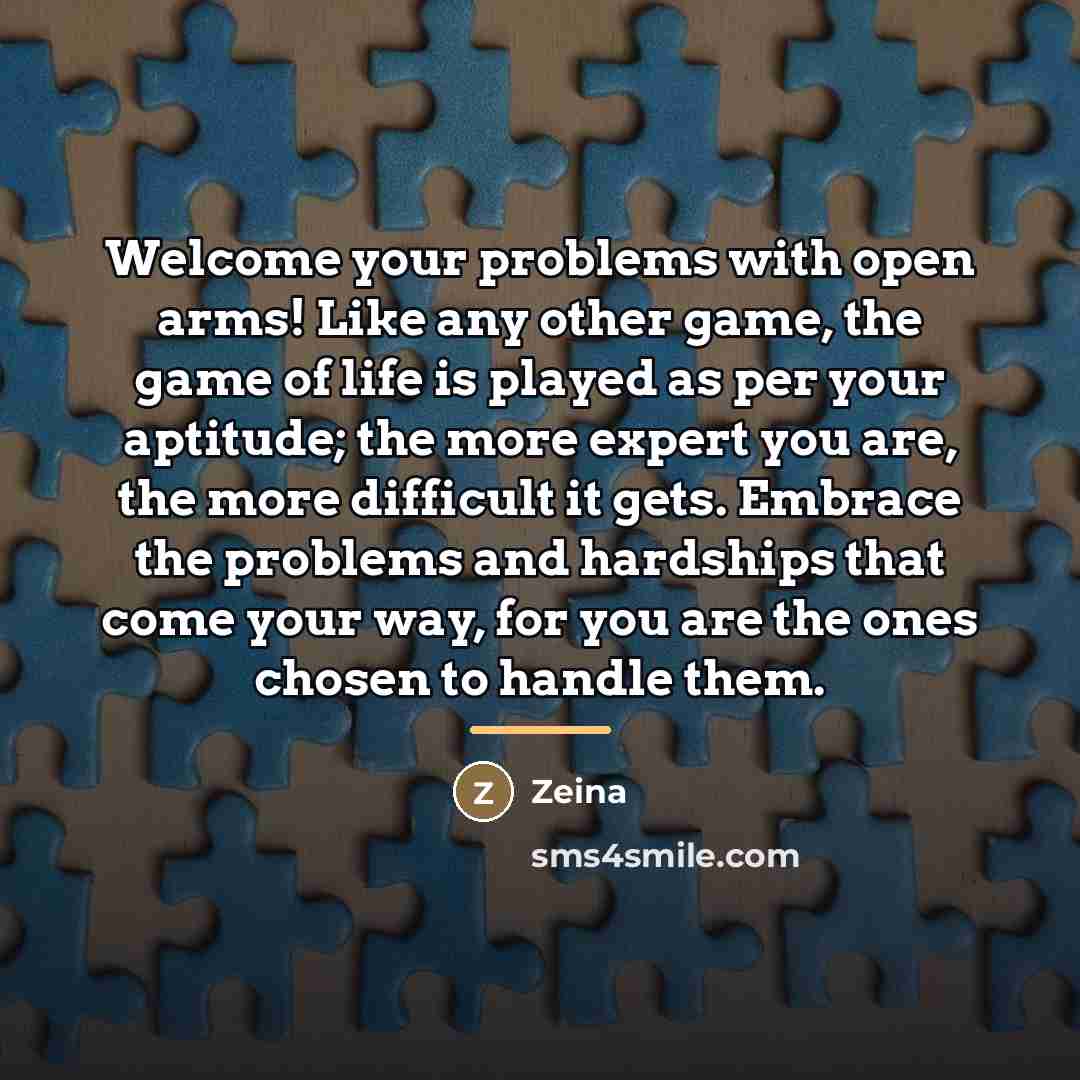 “Welcome your problems with open arms! Like any other game,…” quote by Zeina