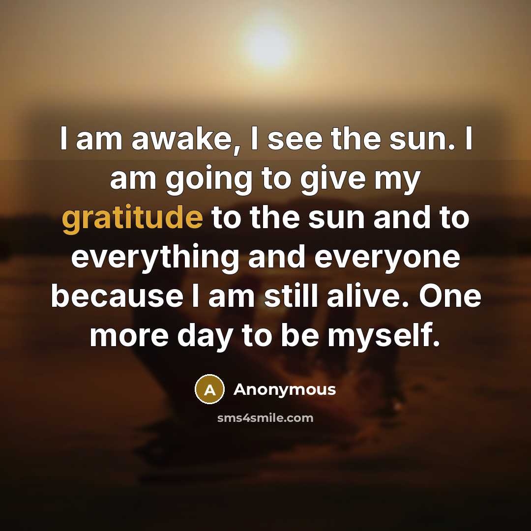 “I am awake, I see the sun. I am going…” quote by Anonymous