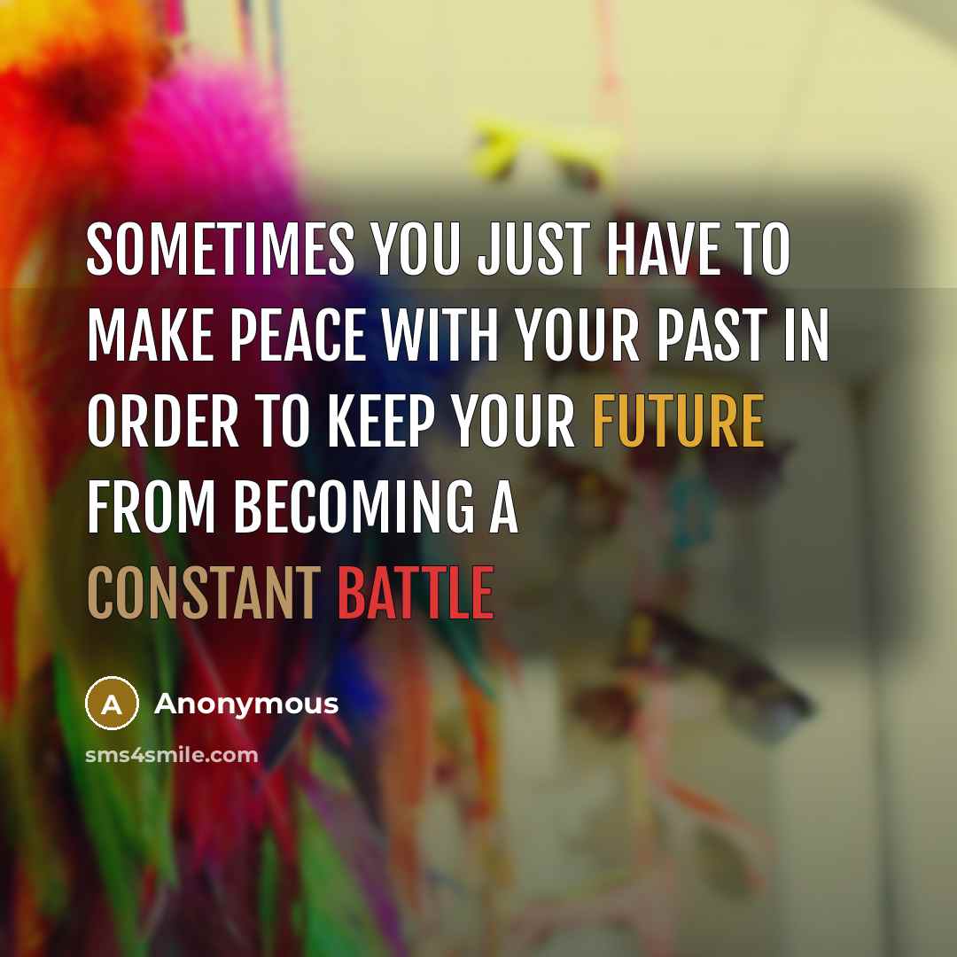 “Sometimes you just have to make peace with your past in order to keep your future from becoming a constant battle” quote by Anonymous