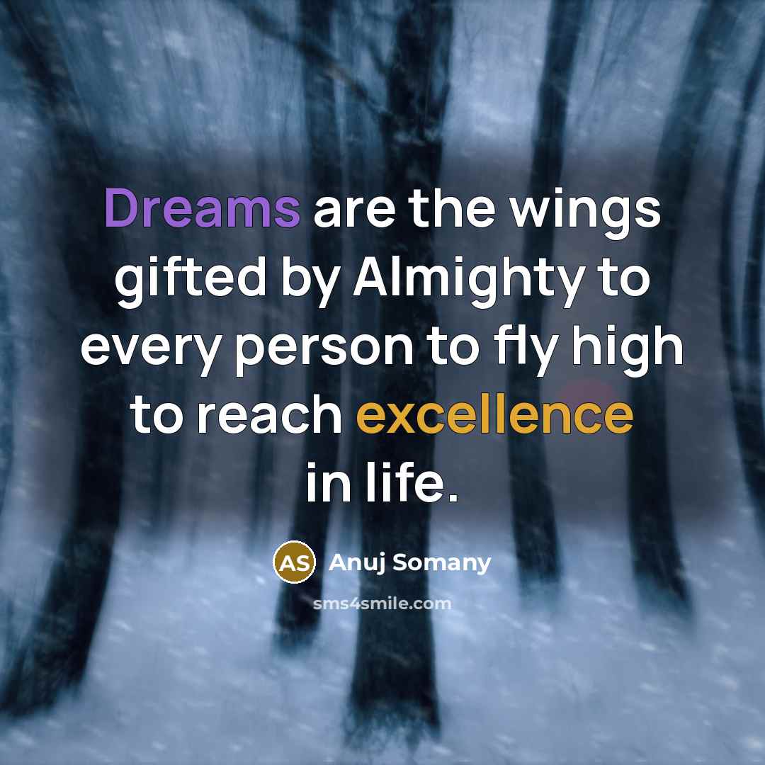 “Dreams are the wings gifted by Almighty to every person…” quote by Anuj Somany
