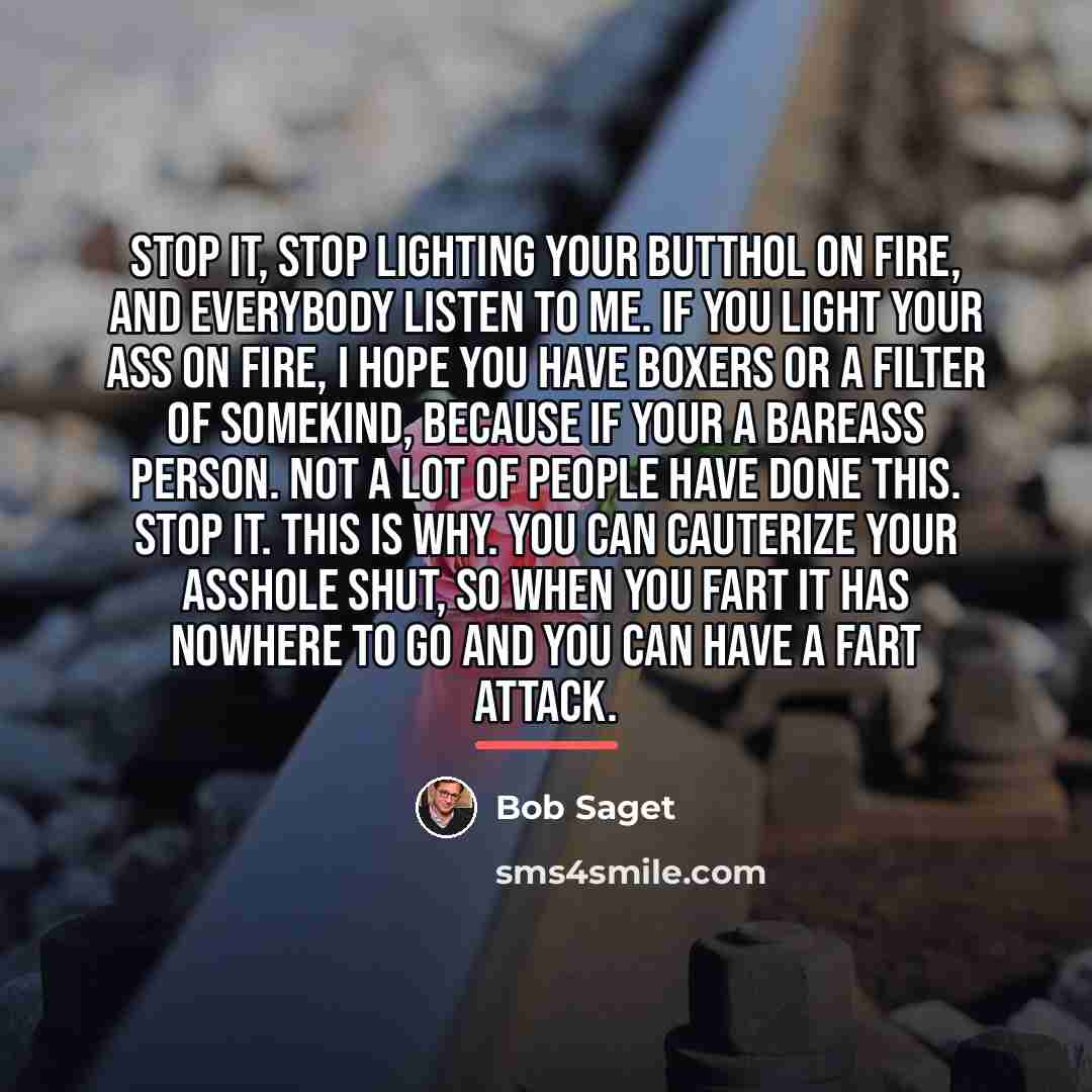 “Stop It, stop lighting your butthol on fire, and everybody…” quote by Bob Saget