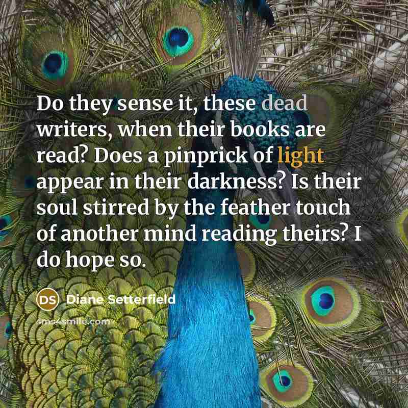“Do they sense it, these dead writers, when their books…” quote by Diane Setterfield