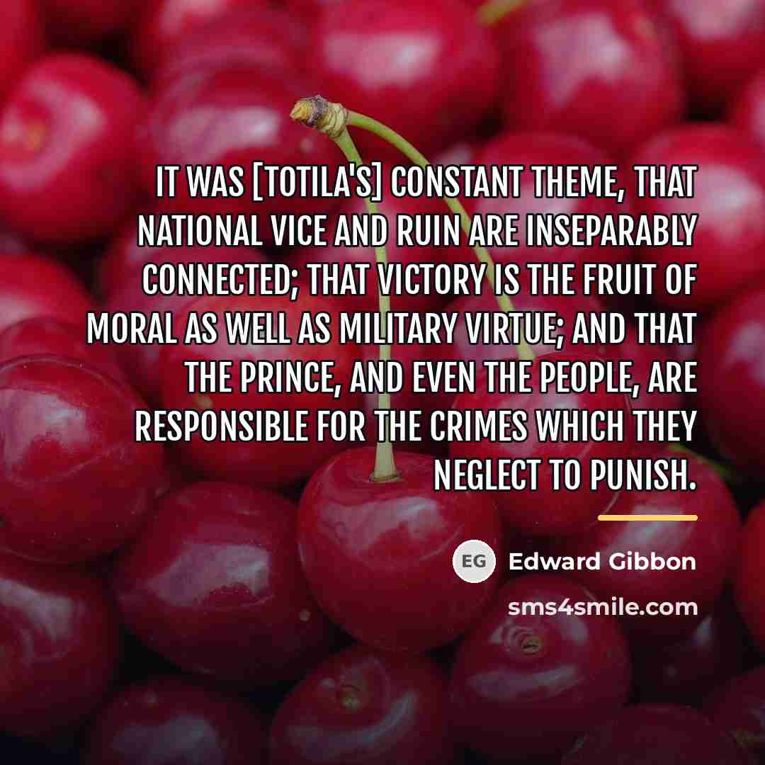 “It was [Totila's] constant theme, that national vice and ruin…” quote by Edward Gibbon