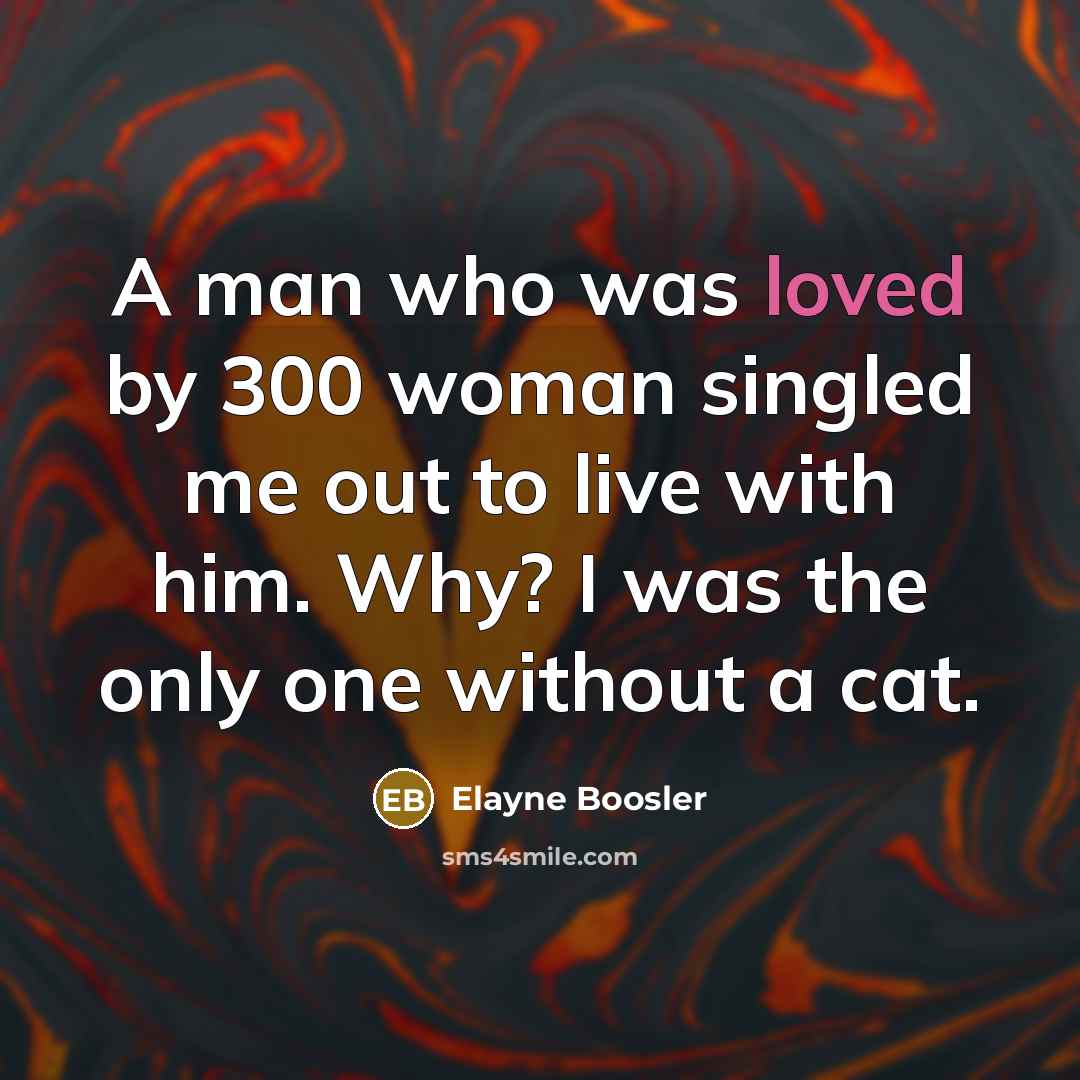 “A man who was loved by 300 woman singled me…” quote by Elayne Boosler