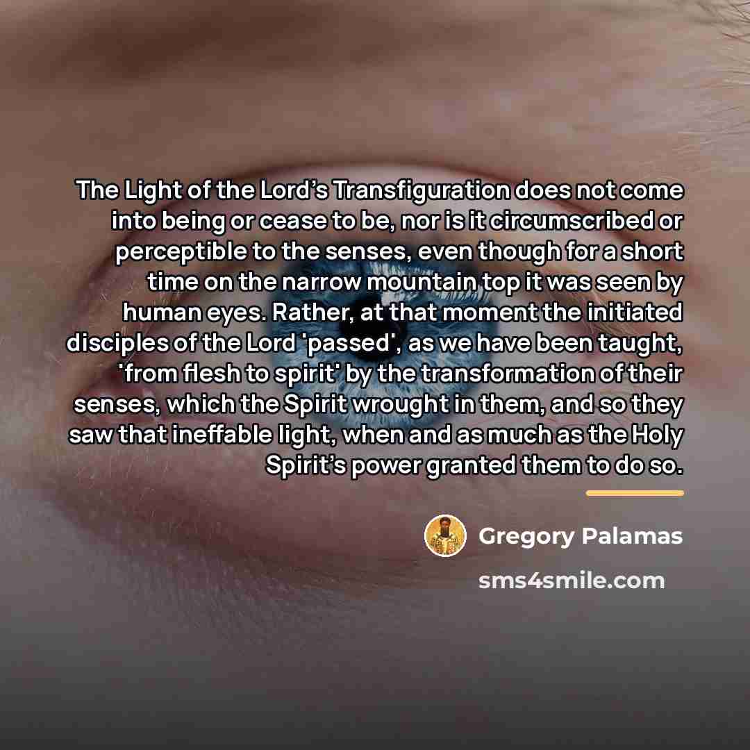 “The Light of the Lord's Transfiguration does not come into…” quote by Gregory Palamas
