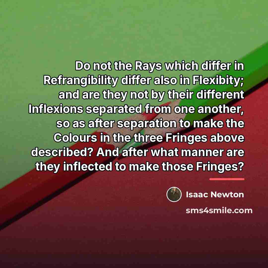 “Do not the Rays which differ in Refrangibility differ also…” quote by Isaac Newton