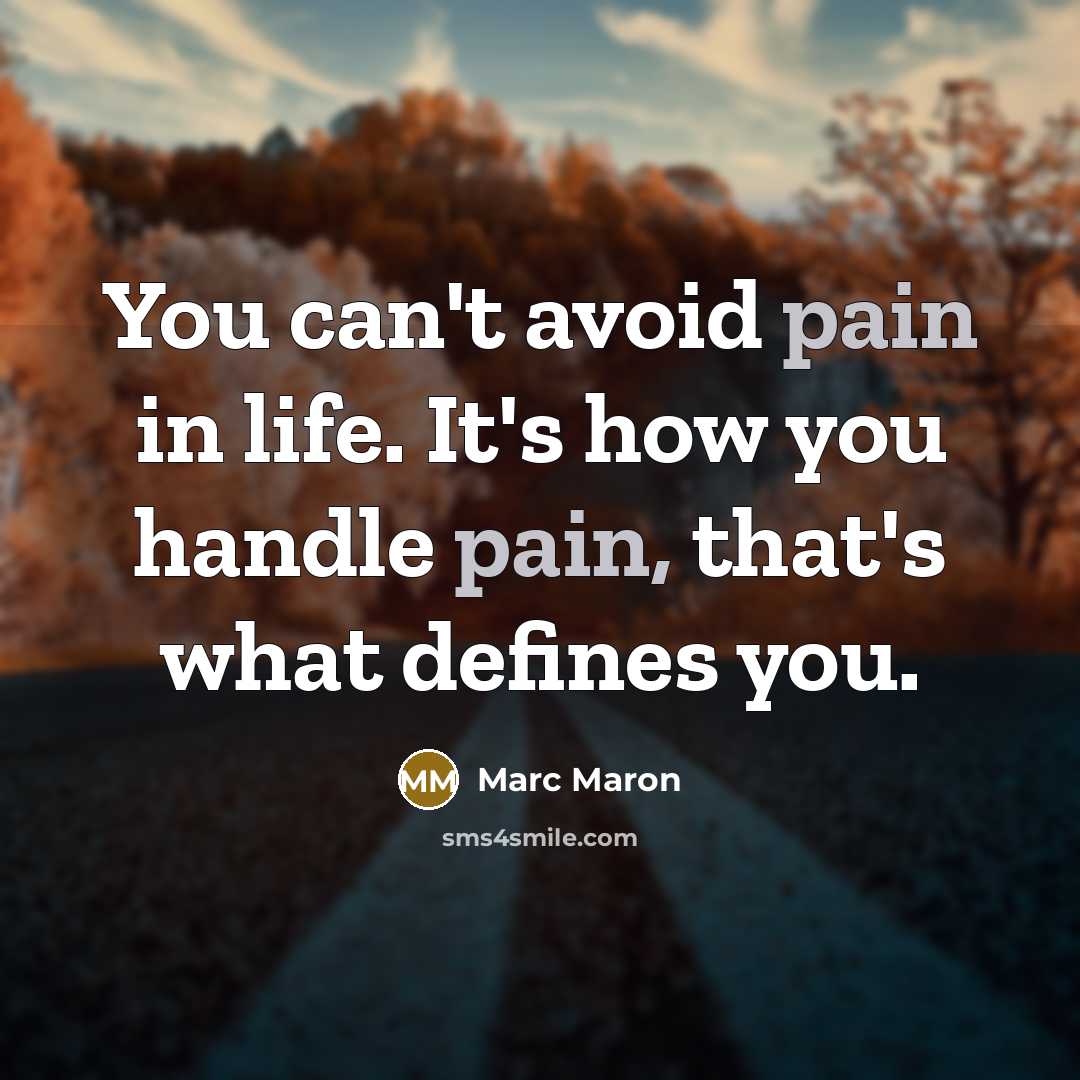 “You can't avoid pain in life. It's how you handle…” quote by Marc Maron