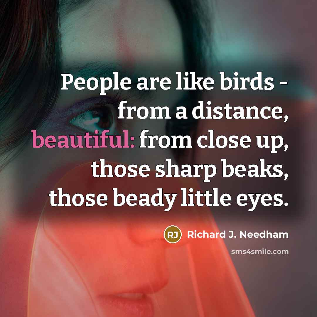 “People are like birds - from a distance, beautiful: from…” quote by Richard J. Needham