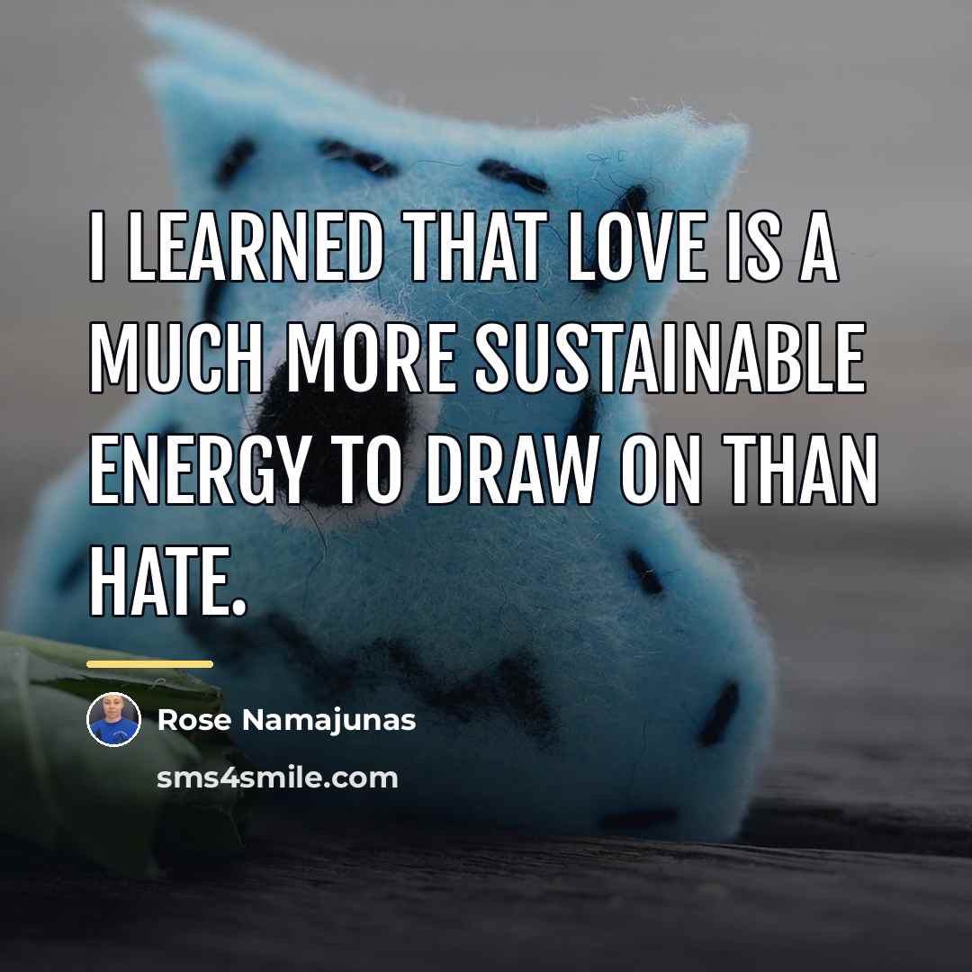 “I learned that love is a much more sustainable energy…” quote by Rose Namajunas