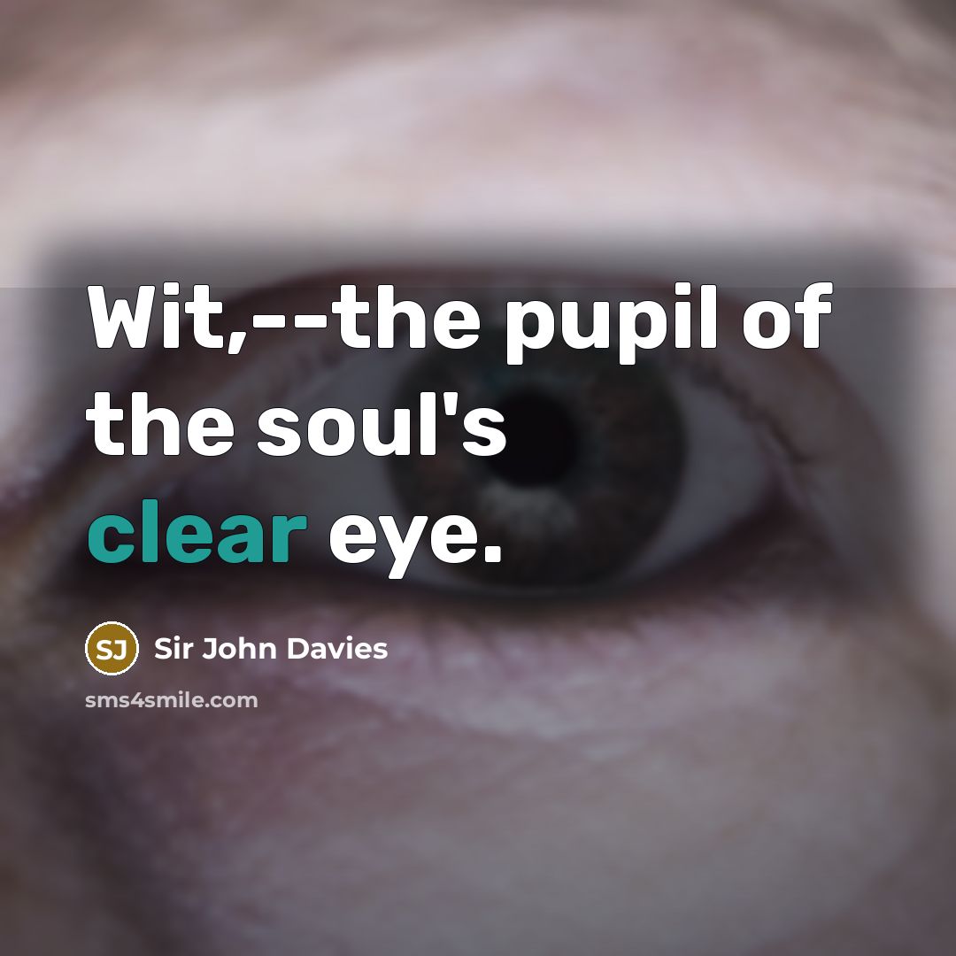 “Wit,--the pupil of the soul's clear eye.…” quote by Sir John Davies