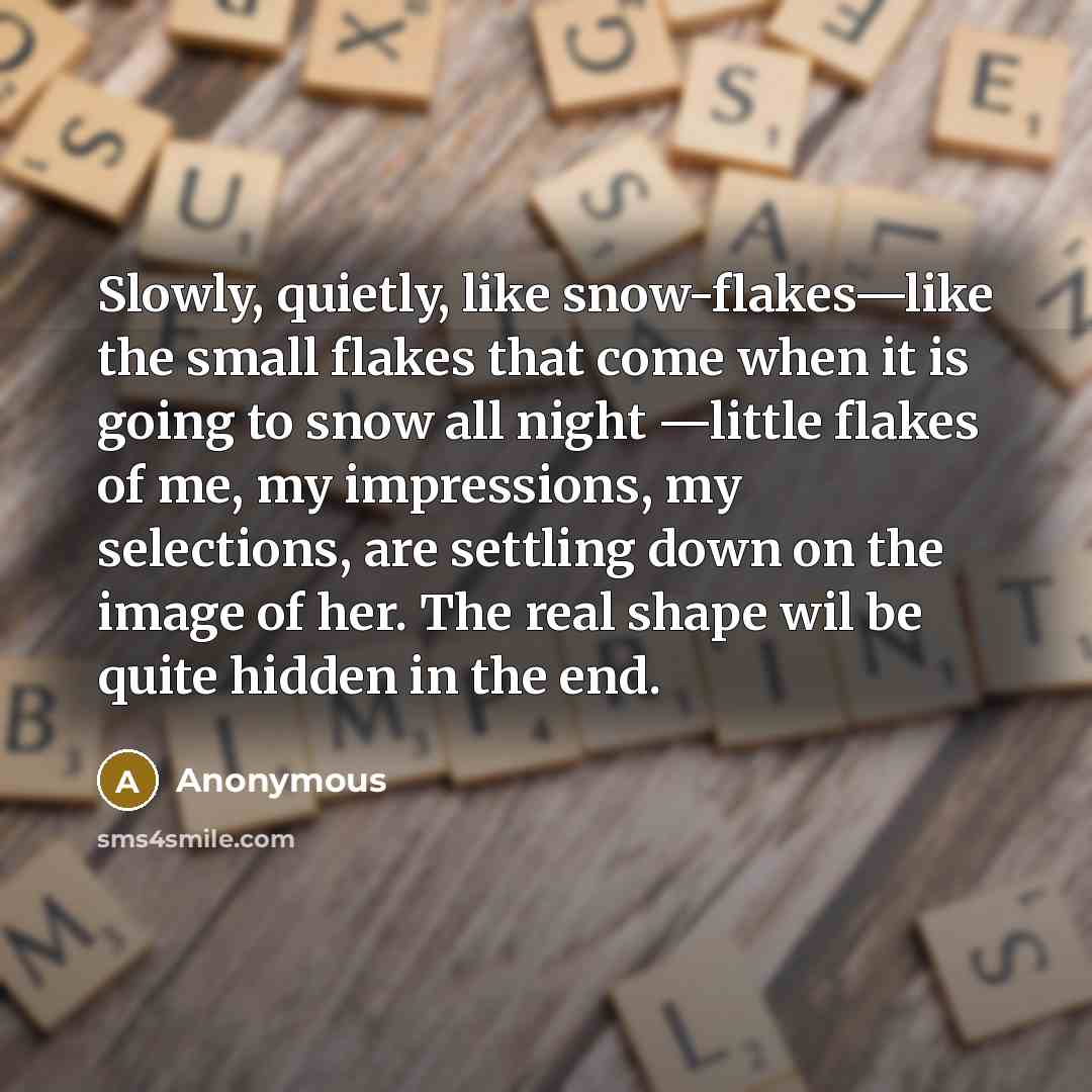 “Slowly, quietly, like snow-flakes—like the small flakes that come when…” quote by Anonymous