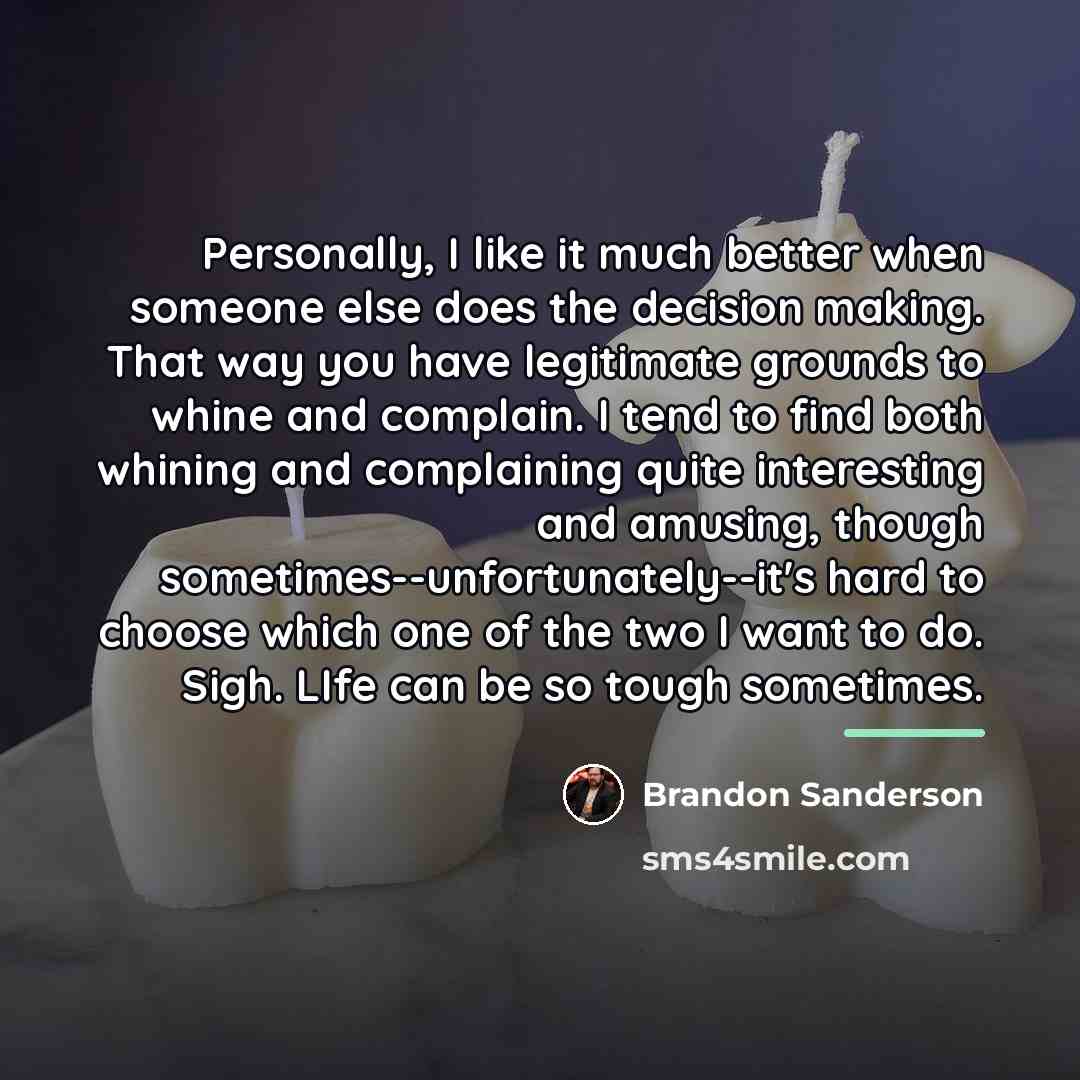 “Personally, I like it much better when someone else does…” quote by Brandon Sanderson