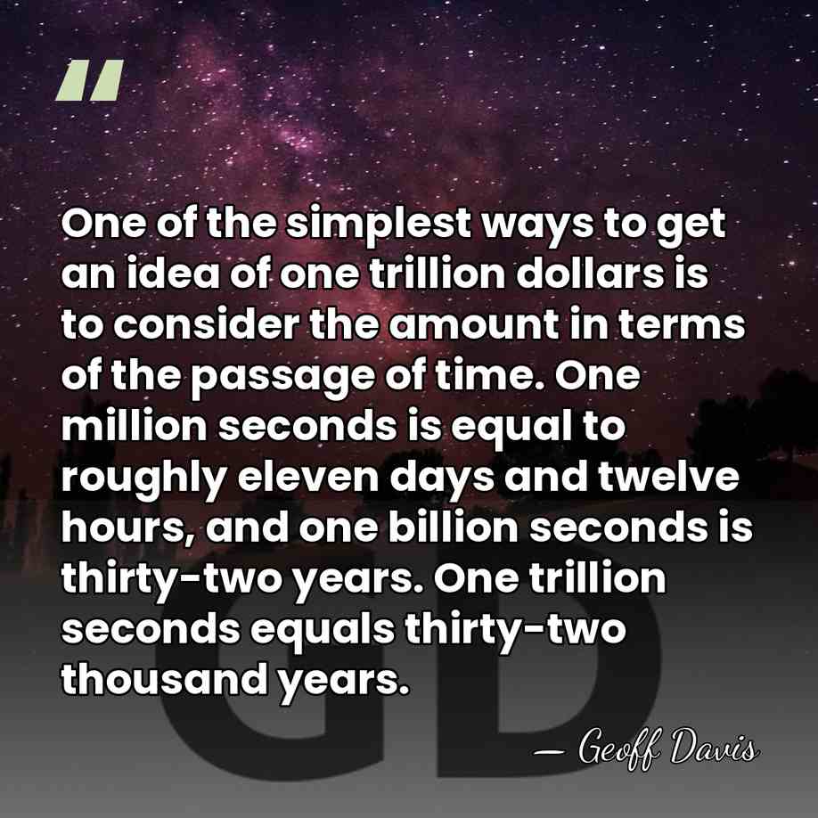 One of the simplest ways to get an idea of one trillion&hellip; - Geoff Davis
