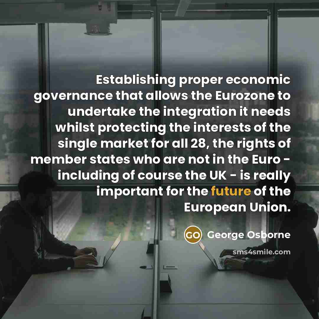 “Establishing proper economic governance that allows the Eurozone to undertake…” quote by George Osborne