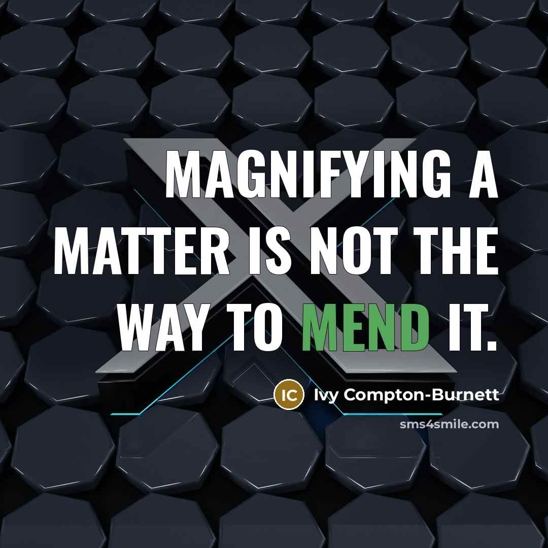 “Magnifying a matter is not the way to mend it.…” quote by Ivy Compton-Burnett