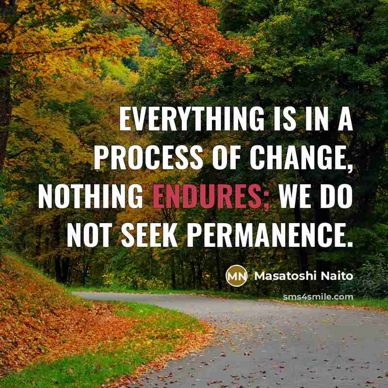 “Everything is in a process of change, nothing endures; we do not seek permanence.” quote by Masatoshi Naito