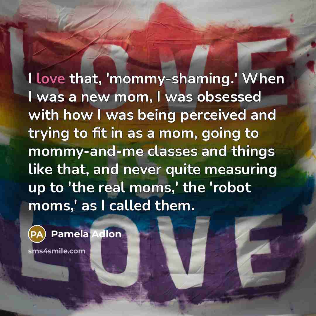 “I love that, 'mommy-shaming.' When I was a new mom,…” quote by Pamela Adlon