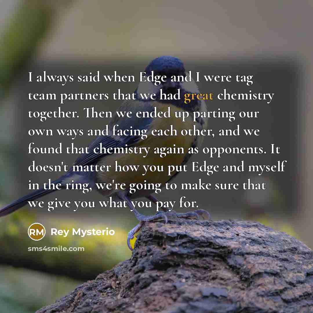 “I always said when Edge and I were tag team…” quote by Rey Mysterio