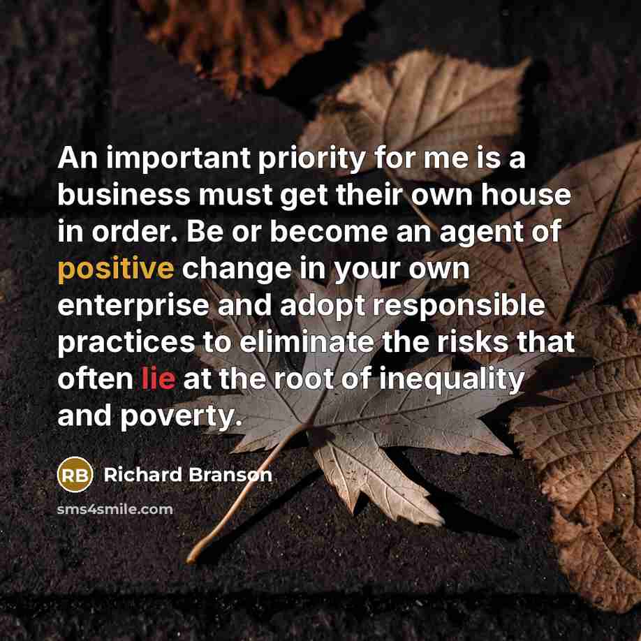 “An important priority for me is a business must get…” quote by Richard Branson
