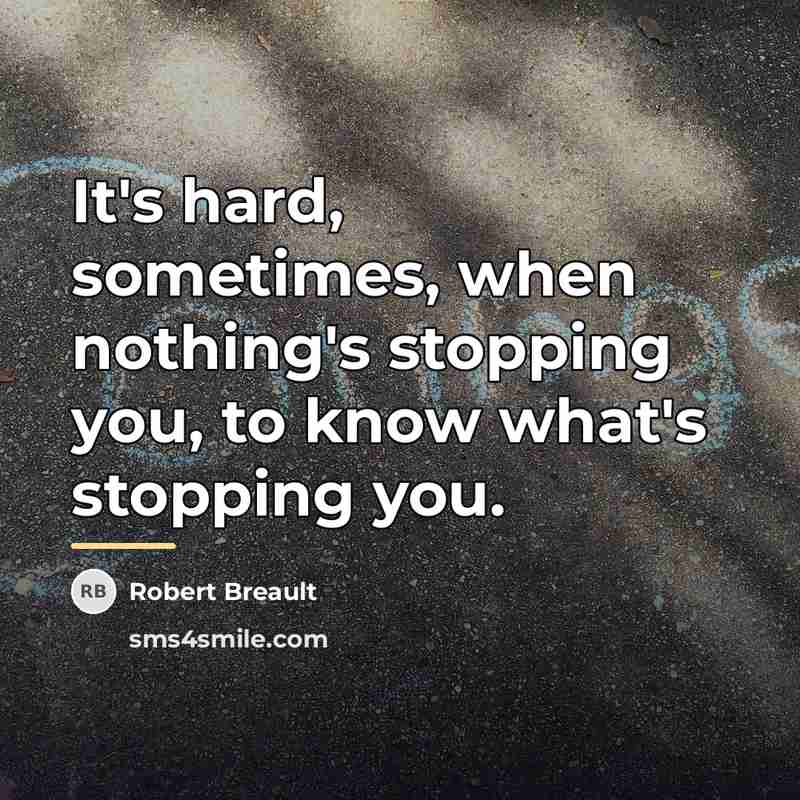 “It's hard, sometimes, when nothing's stopping you, to know what's…” quote by Robert Breault