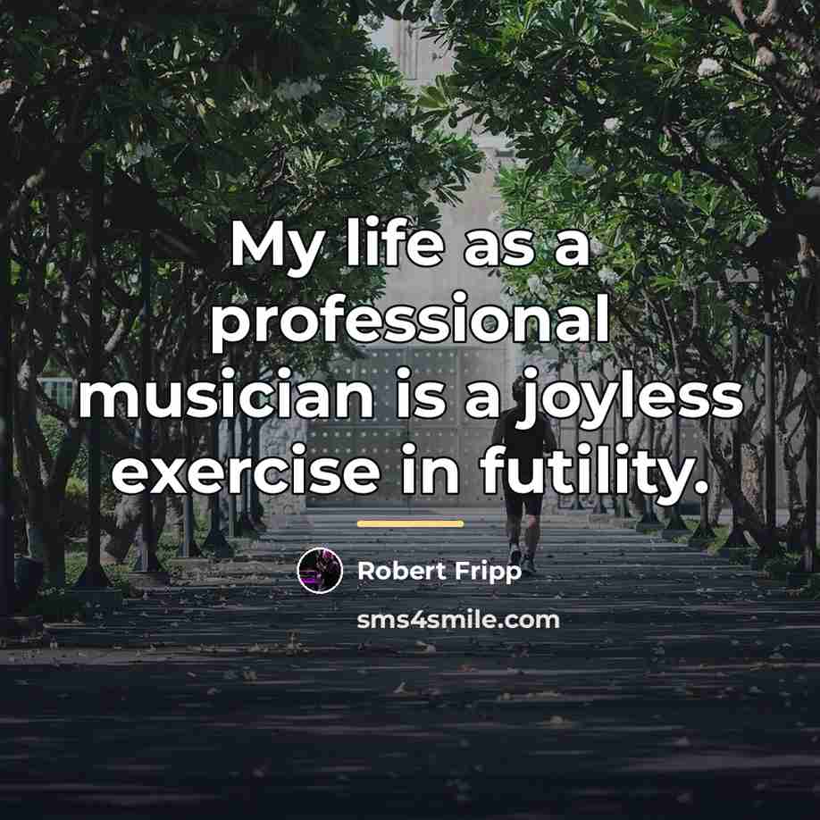 “My life as a professional musician is a joyless exercise…” quote by Robert Fripp