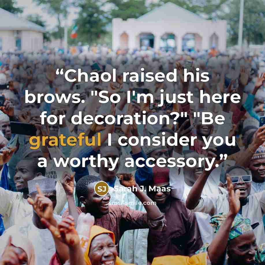 “Chaol raised his brows. "So I'm just here for decoration?" "Be grateful I consider you a worthy accessory.” quote by Sarah J. Maas