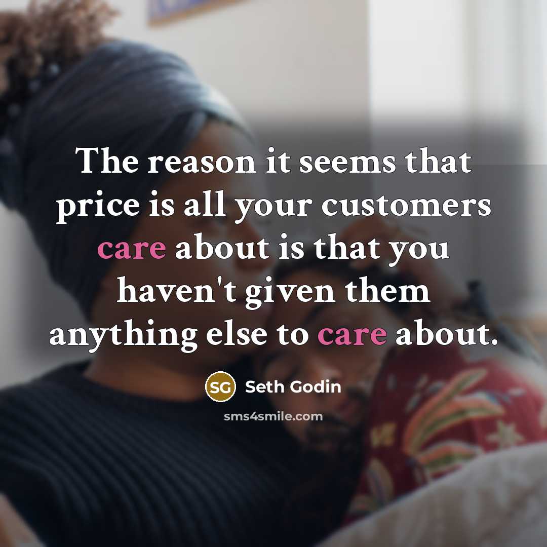 “The reason it seems that price is all your customers…” quote by Seth Godin