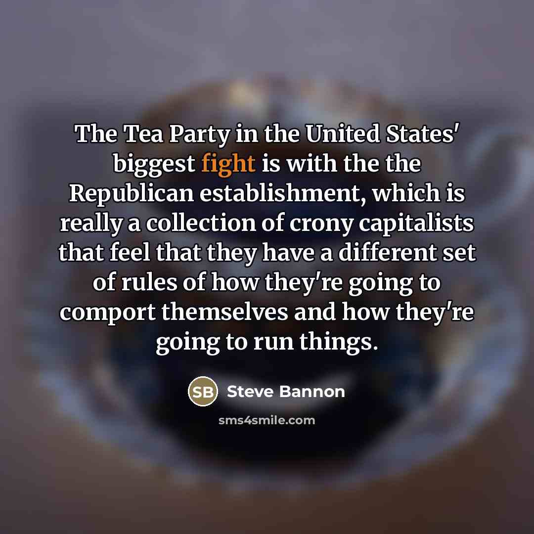 “The Tea Party in the United States' biggest fight is…” quote by Steve Bannon