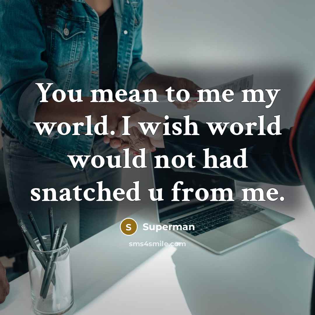 “You mean to me my world. I wish world would…” quote by Superman