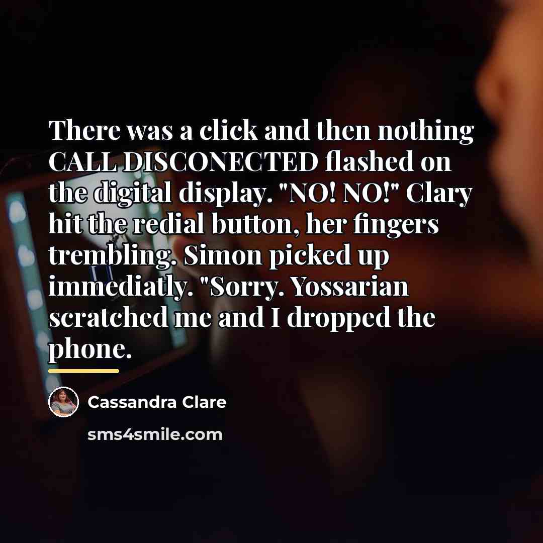 “There was a click and then nothing CALL DISCONECTED flashed…” quote by Cassandra Clare