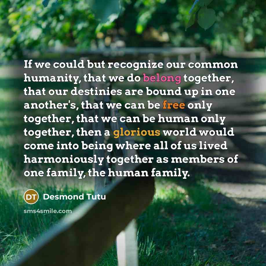 “If we could but recognize our common humanity, that we…” quote by Desmond Tutu