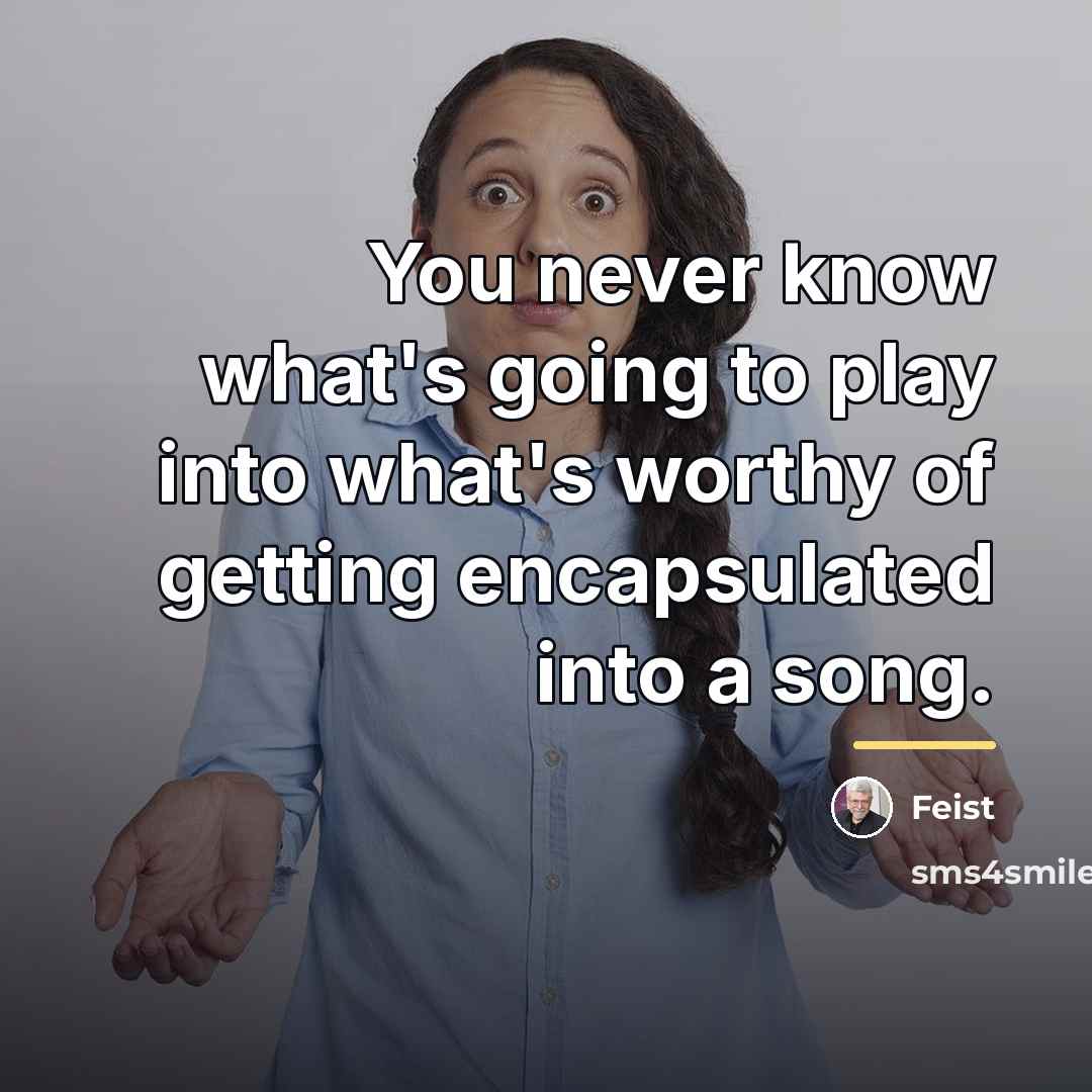 “You never know what's going to play into what's worthy…” quote by Feist