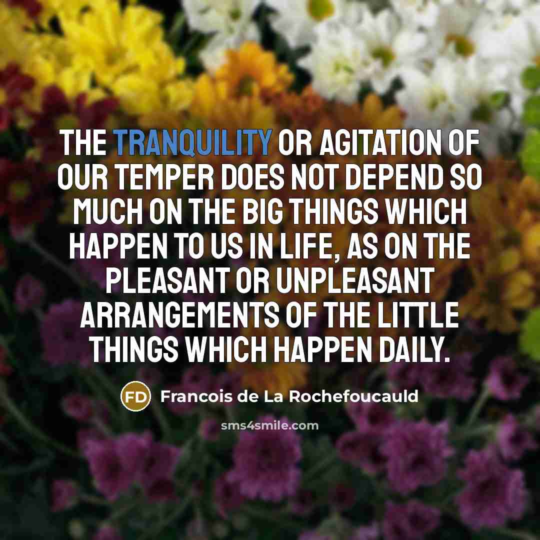 “The tranquility or agitation of our temper does not depend…” quote by Francois de La Rochefoucauld