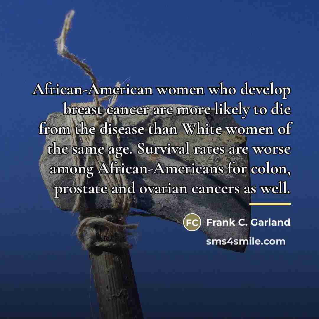 “African-American women who develop breast cancer are more likely to…” quote by Frank C. Garland