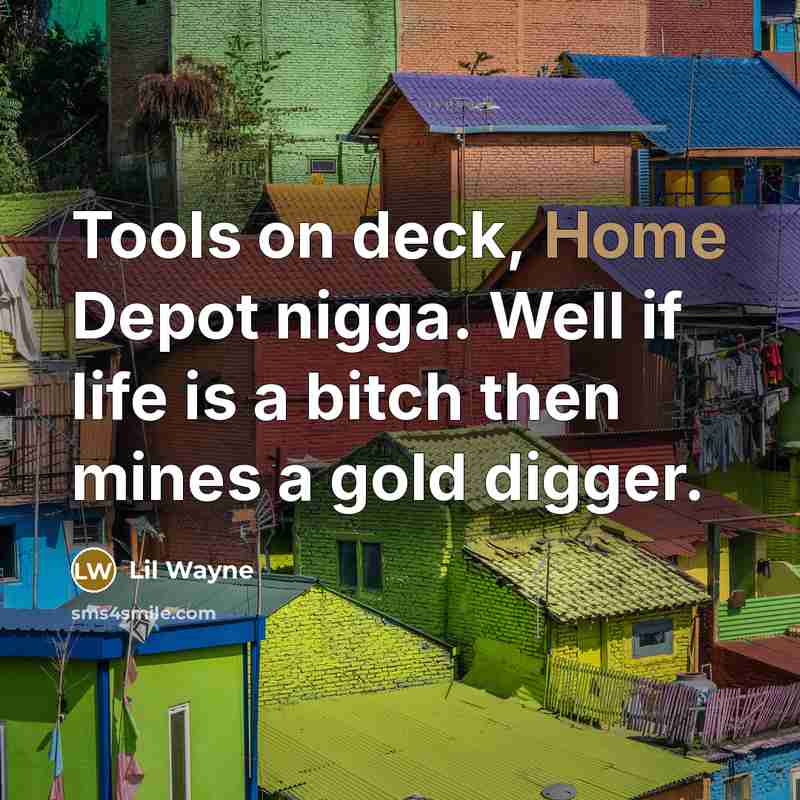 “Tools on deck, Home Depot nigga. Well if life is…” quote by Lil Wayne