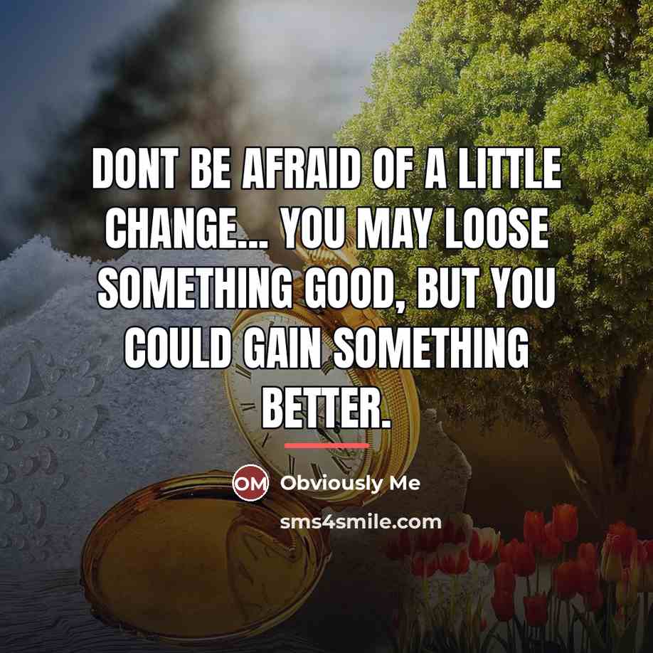 “Dont be afraid of a little change... You may loose…” quote by Obviously Me