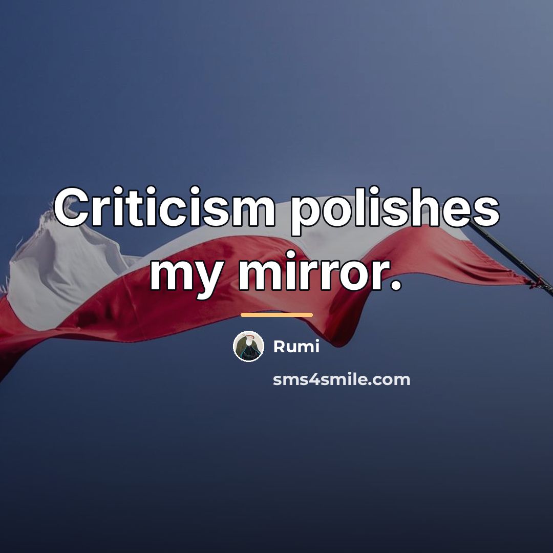 “Criticism polishes my mirror.…” quote by Rumi