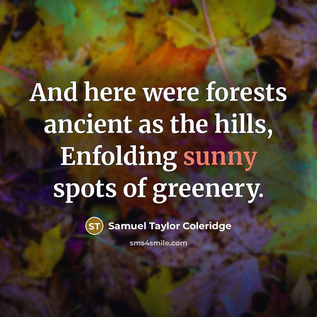 “And here were forests ancient as the hills, Enfolding sunny…” quote by Samuel Taylor Coleridge