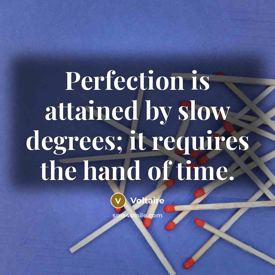 “Perfection is attained by slow degrees; it requires the hand…” quote by Voltaire