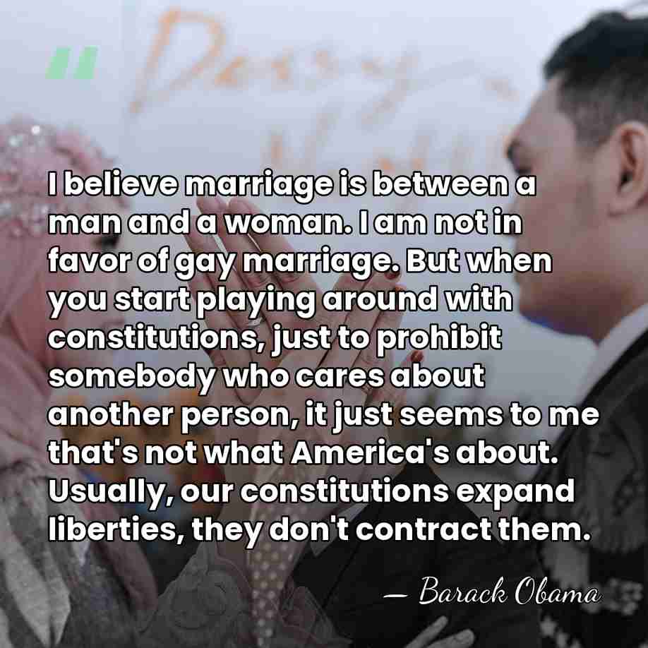 I believe marriage is between a man and a woman. I am&hellip; - Barack Obama