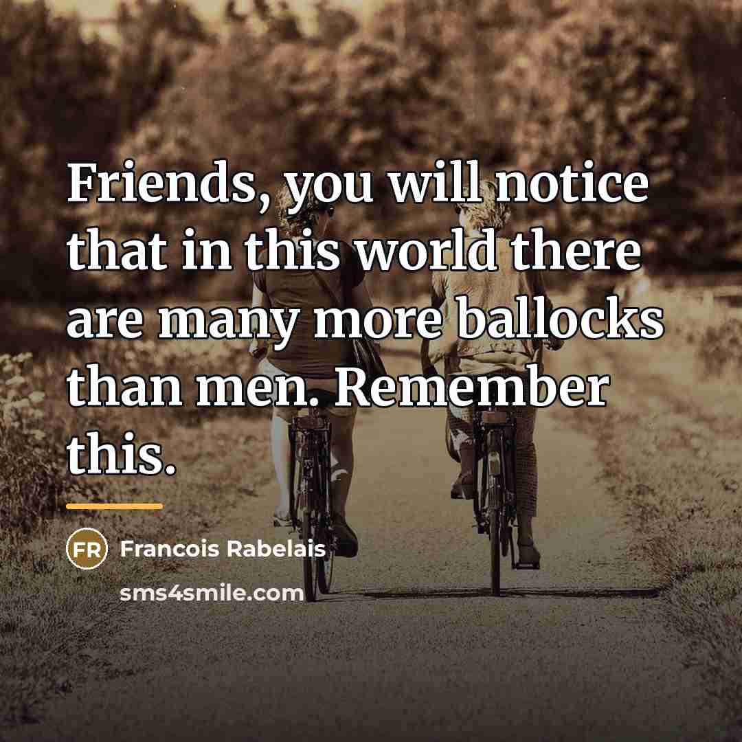 “Friends, you will notice that in this world there are…” quote by Francois Rabelais