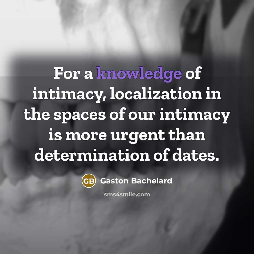 “For a knowledge of intimacy, localization in the spaces of…” quote by Gaston Bachelard