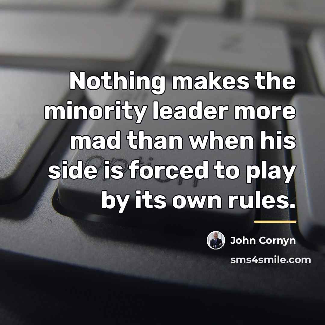 “Nothing makes the minority leader more mad than when his…” quote by John Cornyn