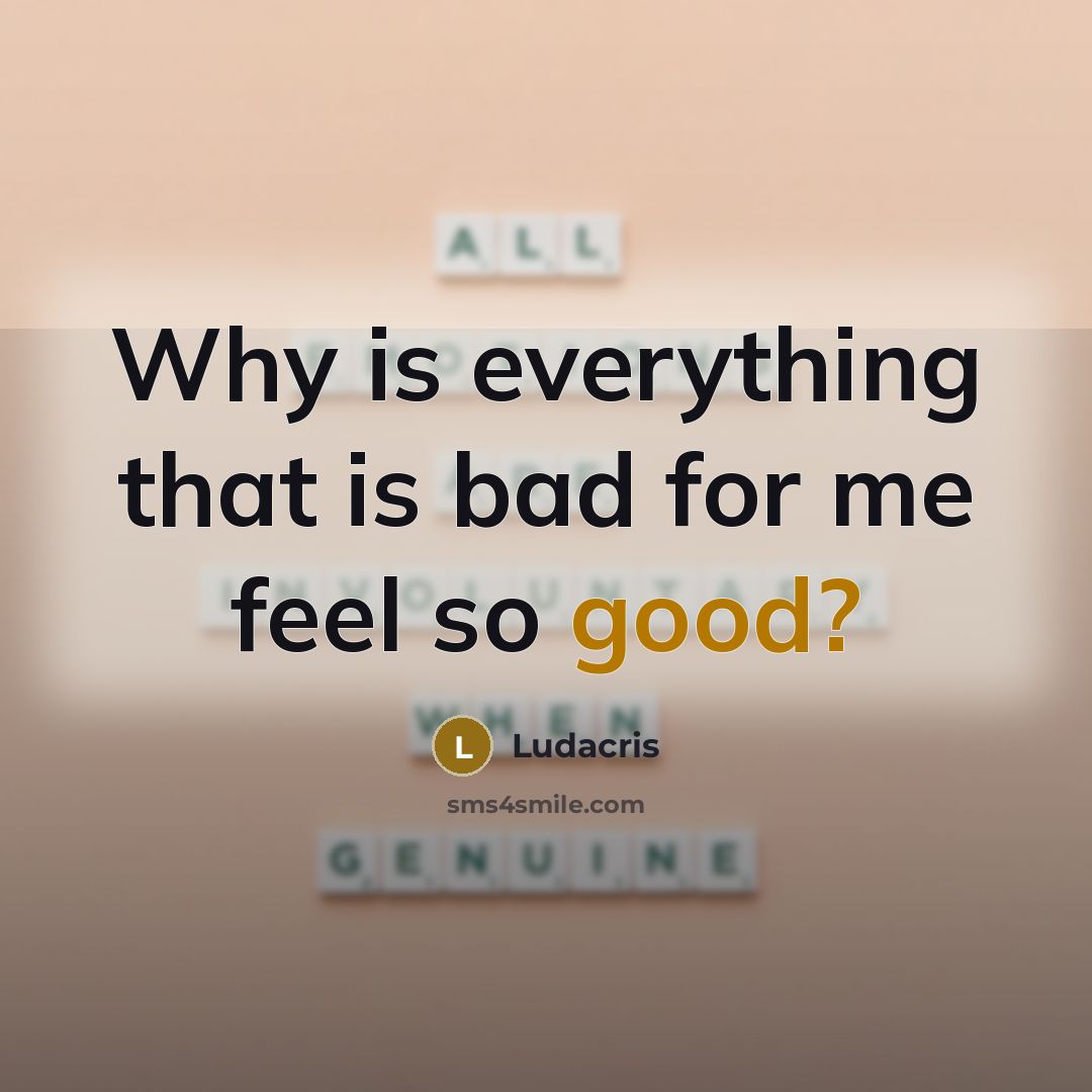 “Why is everything that is bad for me feel so good?” quote by Ludacris