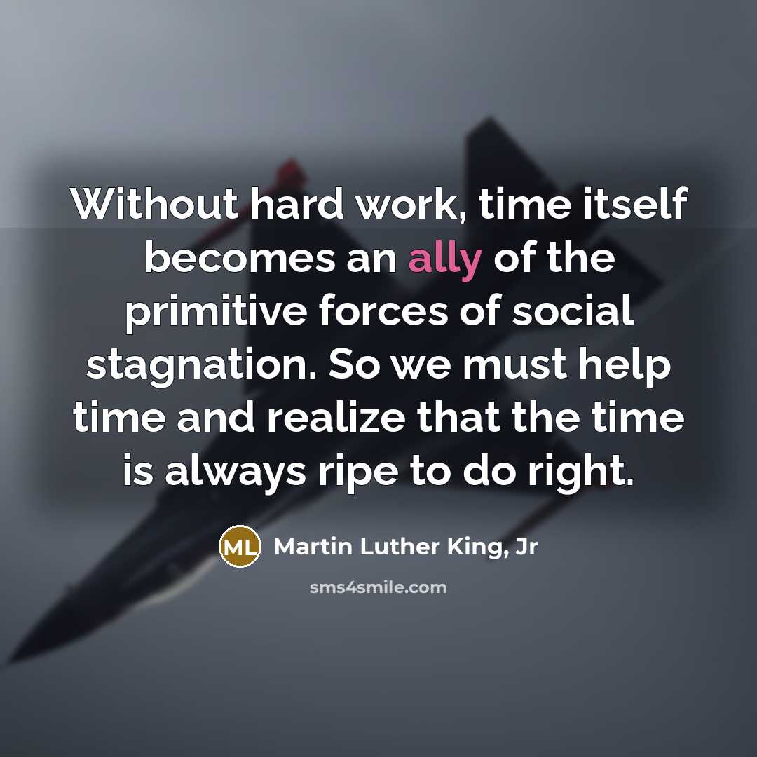 “Without hard work, time itself becomes an ally of the…” quote by Martin Luther King, Jr
