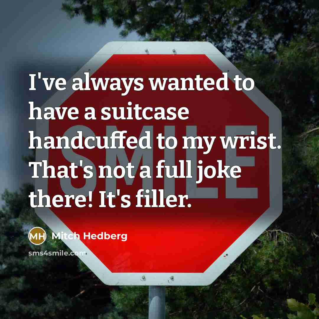 “I've always wanted to have a suitcase handcuffed to my…” quote by Mitch Hedberg